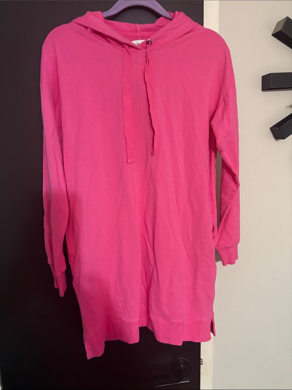 Women's Hot Pink Hooded Longline Sweatshirt